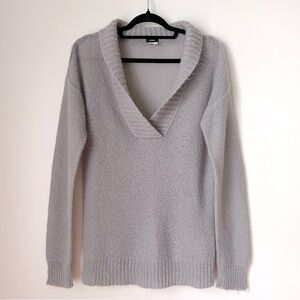 J. Crew Light Grey Wool & Mohair Blend Dolce Shawl Collar Sweater, size S